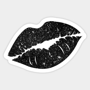 Black Faux Glitter Lips Sticker